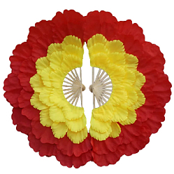 Веера пионы для танцев 92х36см 5-ти слойные 2 шт., красный+желтый