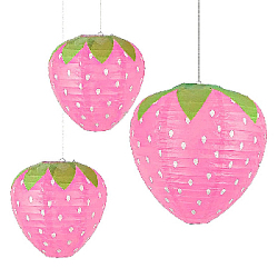 Набор подвесные фонарики "Клубнички" 3 шт 30х20х20см, розовый